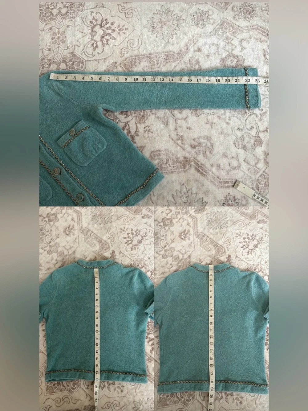 Chanel 2020 cruise resort terry cloth aqua jacket with chain detail size 34